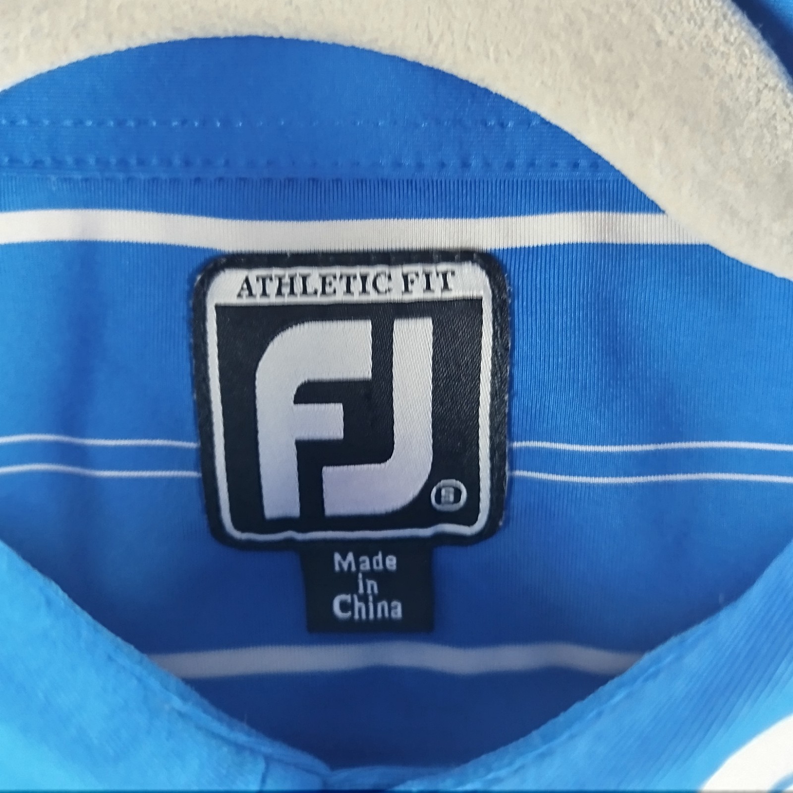 FootJoy Tour Issue Athletic Fit Polo Shirt Mens Small Blue Striped Stretch Golf
