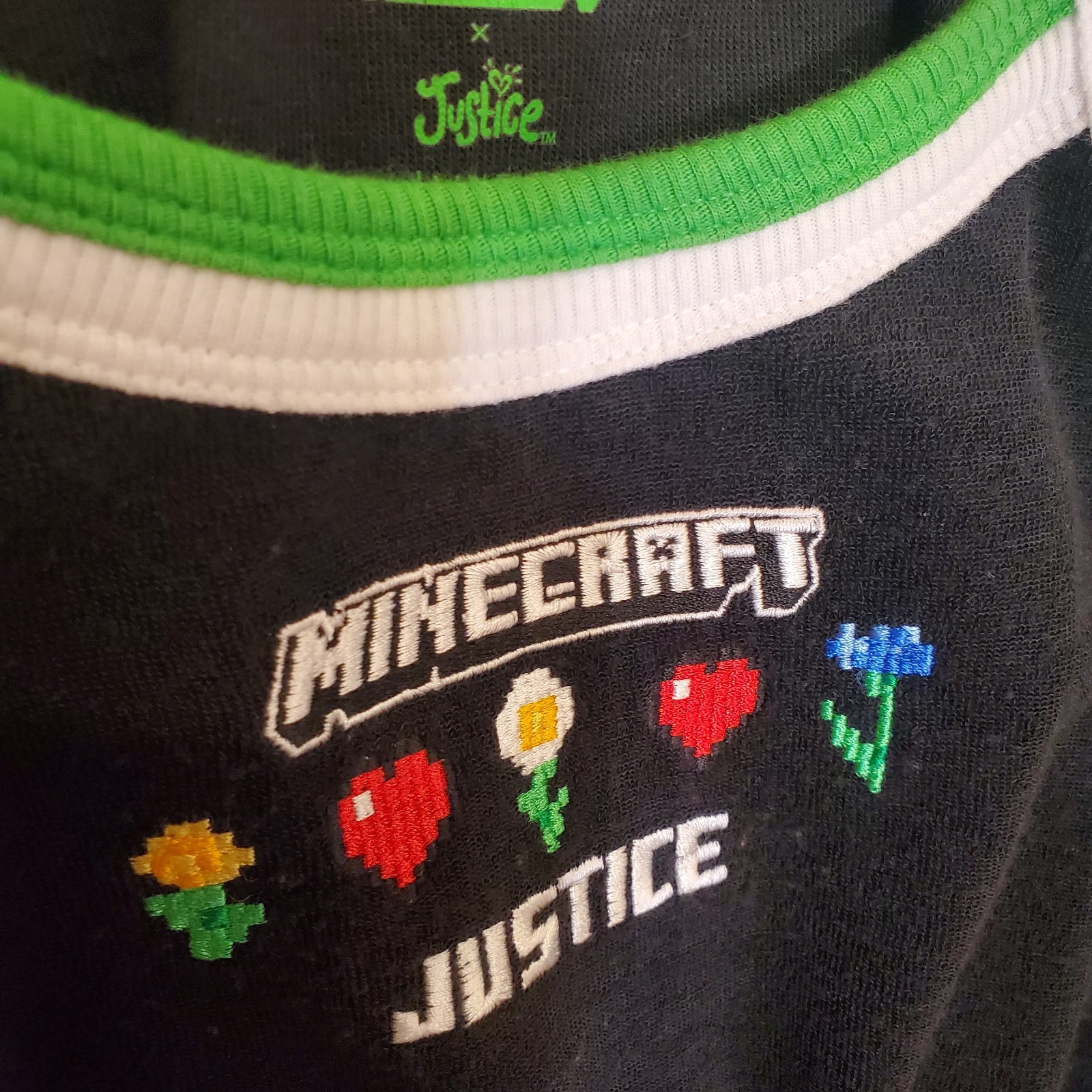 Justice Minecraft Romper Girls Size 7/8 Black Gamer Terry Sleeveless Pockets