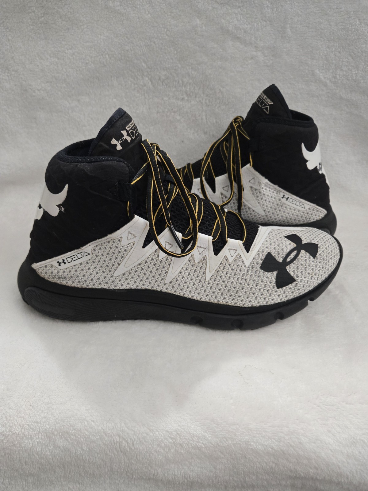 Under Armour Project Rock Delta training shoes in men’s size US 9.5 (EU 43).