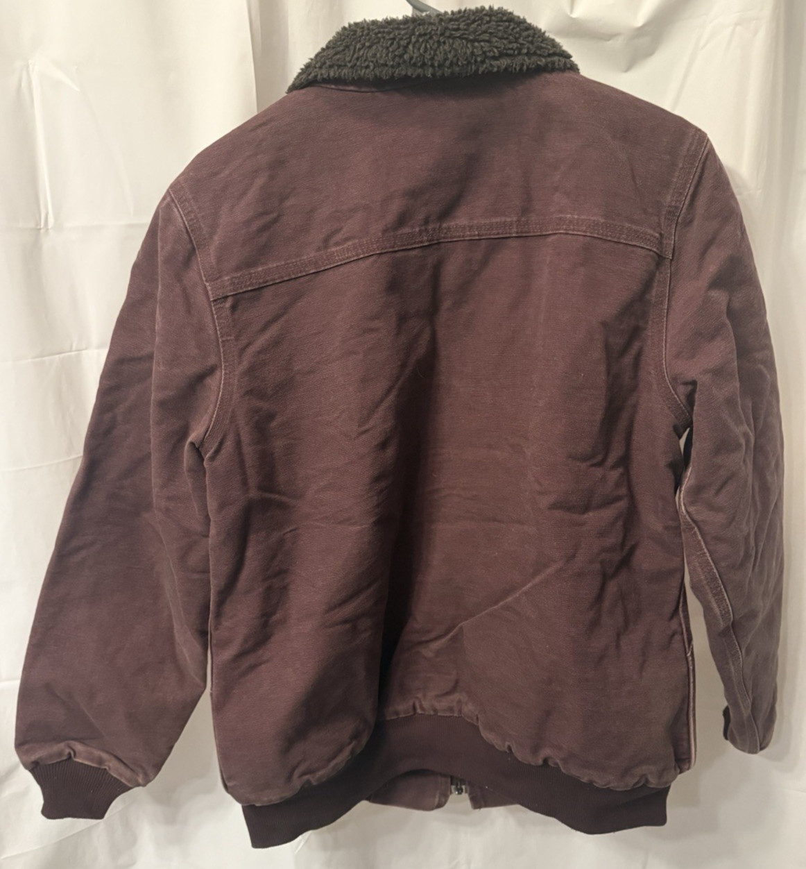 Carhartt Jacket Womens L 12/14 Maroon Wildwood Sherpa Lined Workwear 46″ chest