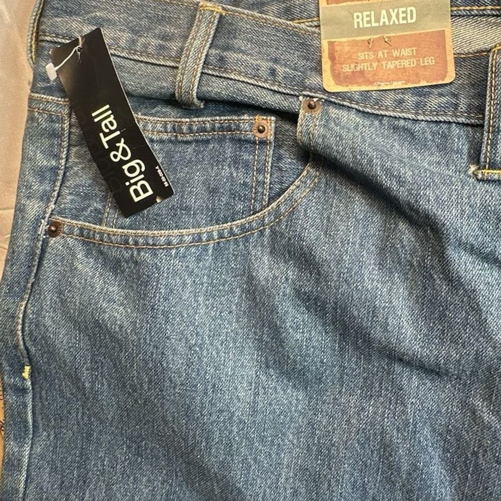 NWT Arizona Jean Co Big & Tall Relaxed Fit Sits at Waist Tapered Leg Jeans 54×30