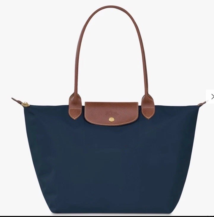 NWT Longchamp LE PLIAGE Large original Tote Bag shoulder leather Navy