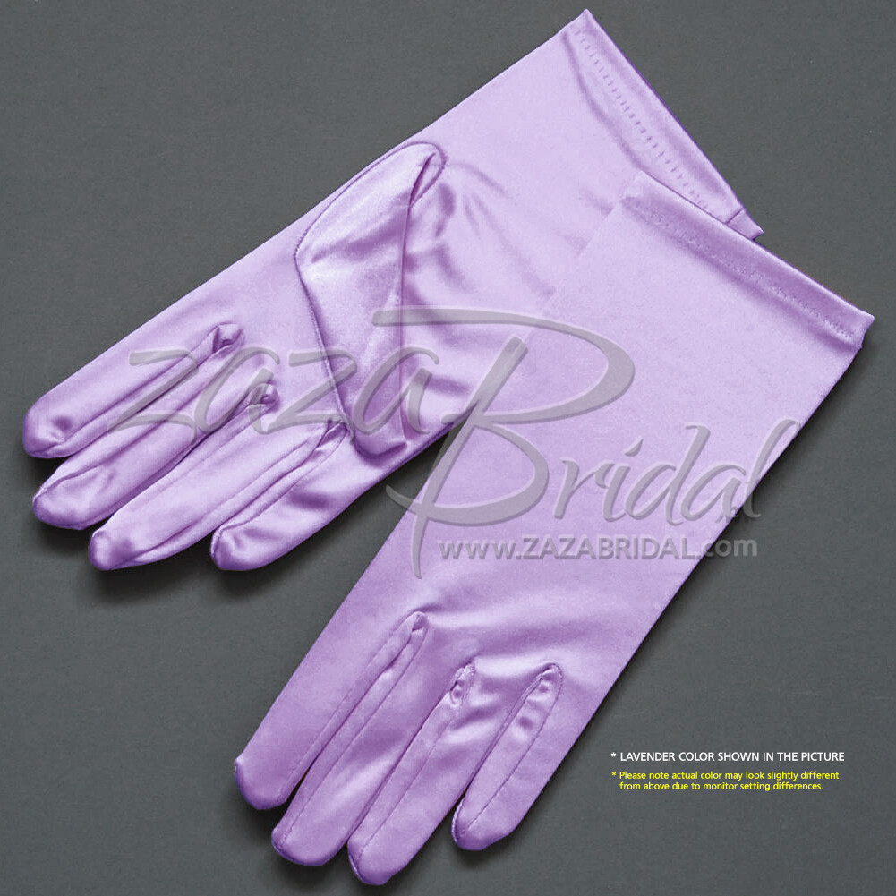Shiny Stretch Satin Dress Gloves 2BL – Wrist Length, Various Colors