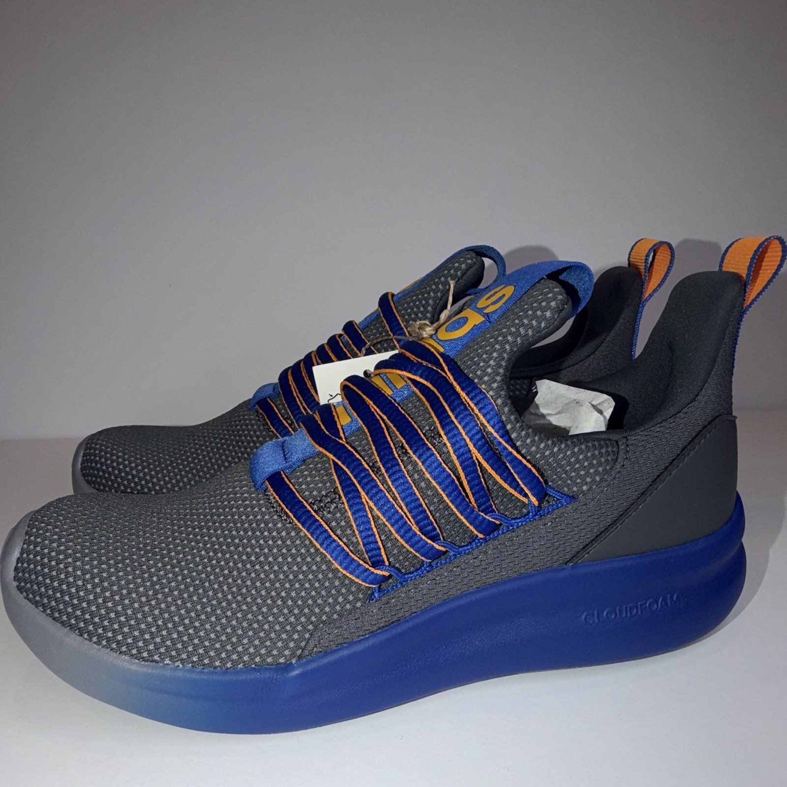 adidas Lite Racer Adapt 7.0 K Low Top Slip-On Gray/Blue/Orange Kids 4.5 JI1205