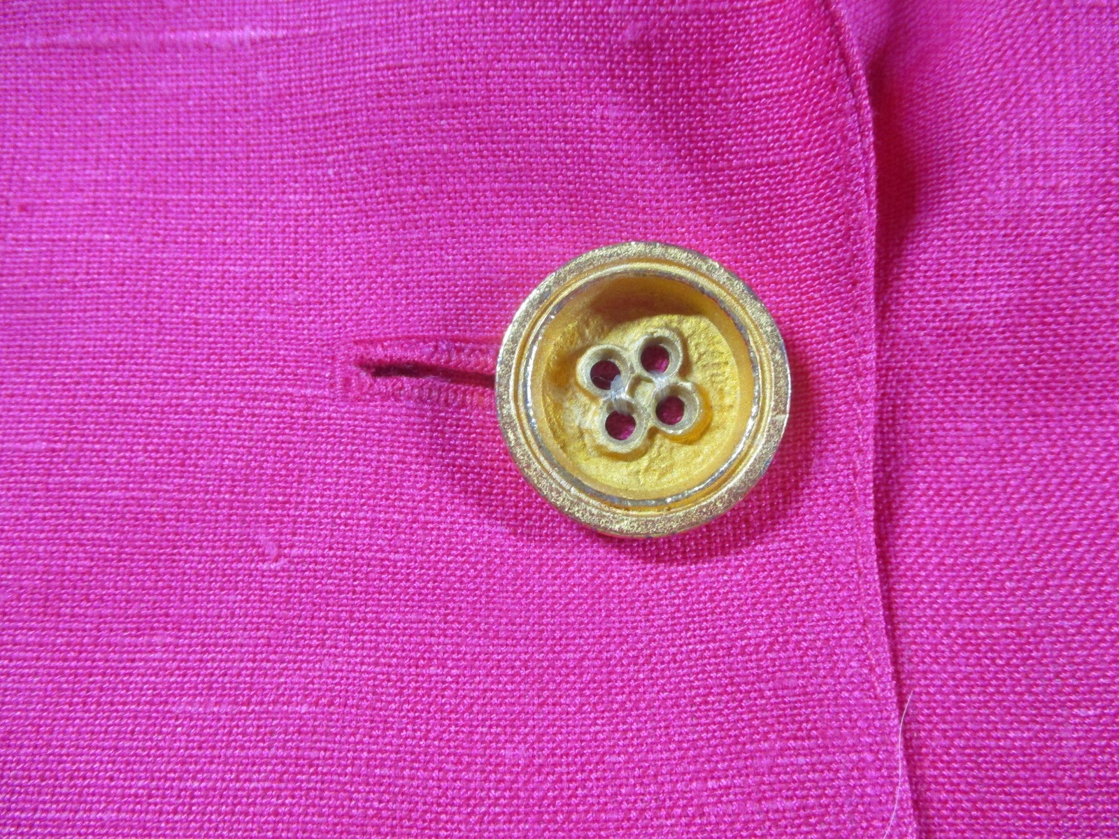 Harvé Benard Blazer Womens 4 Pink Linen Blend One Button Lined Tailored Jacket