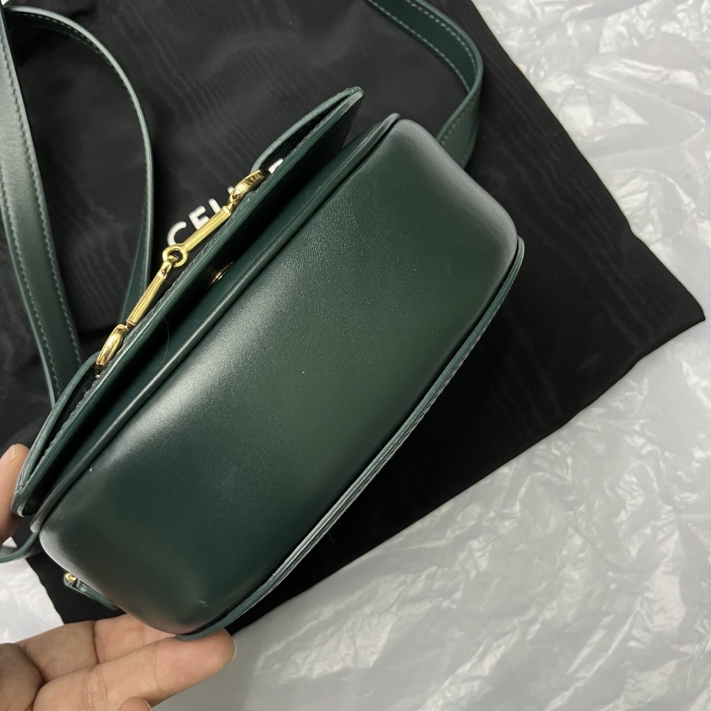Celine Pre-Owned Authentic Saddle Bag Green 17*13*6 Free Tracked Shipping