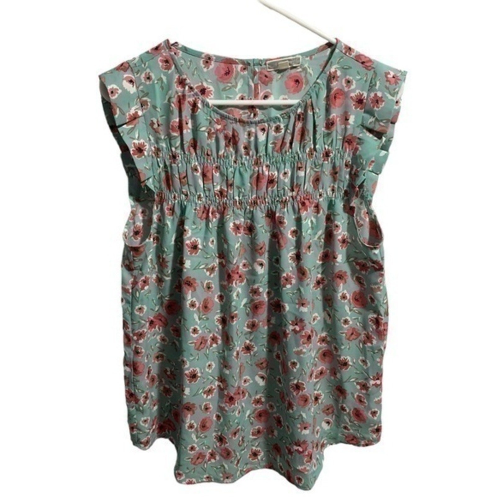 Anthro Pleione Floral Baby Doll Blouse Size Large
