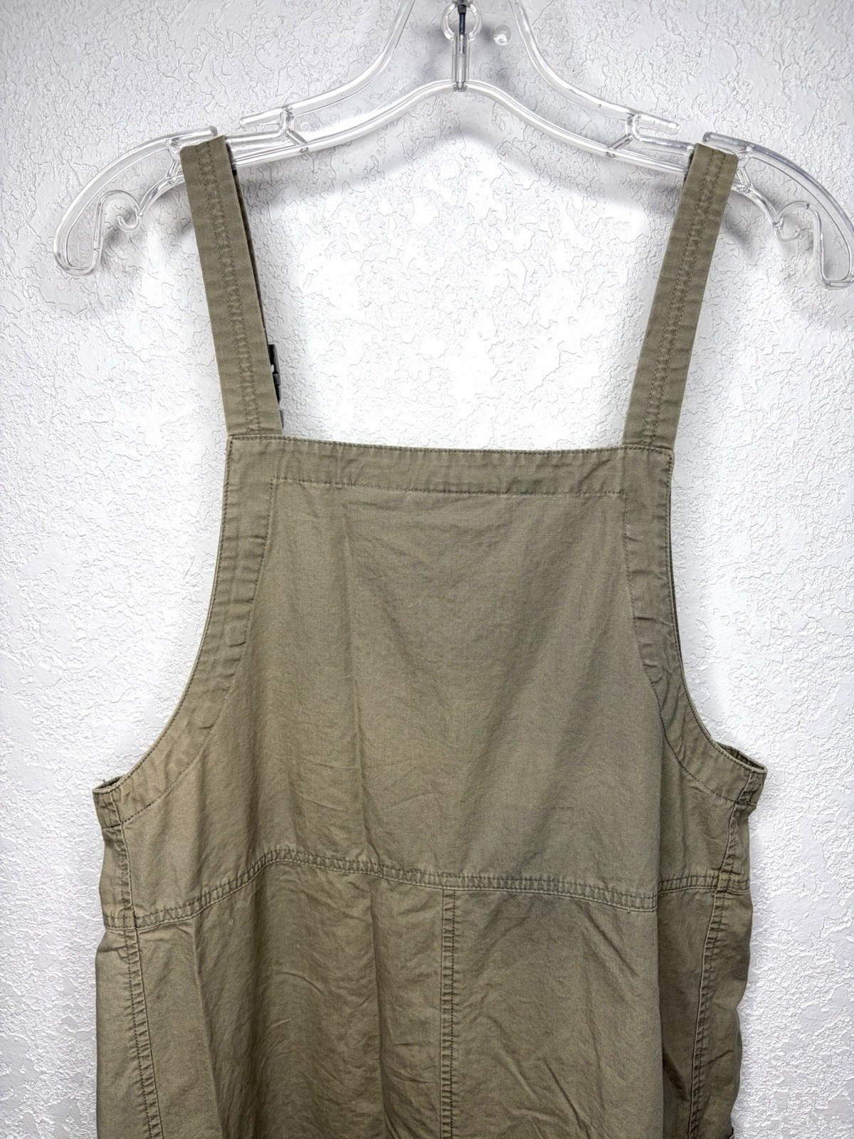Vintage Faded Glory Khaki Overall Dress Women’s Size M Jumper Long Cottagecore