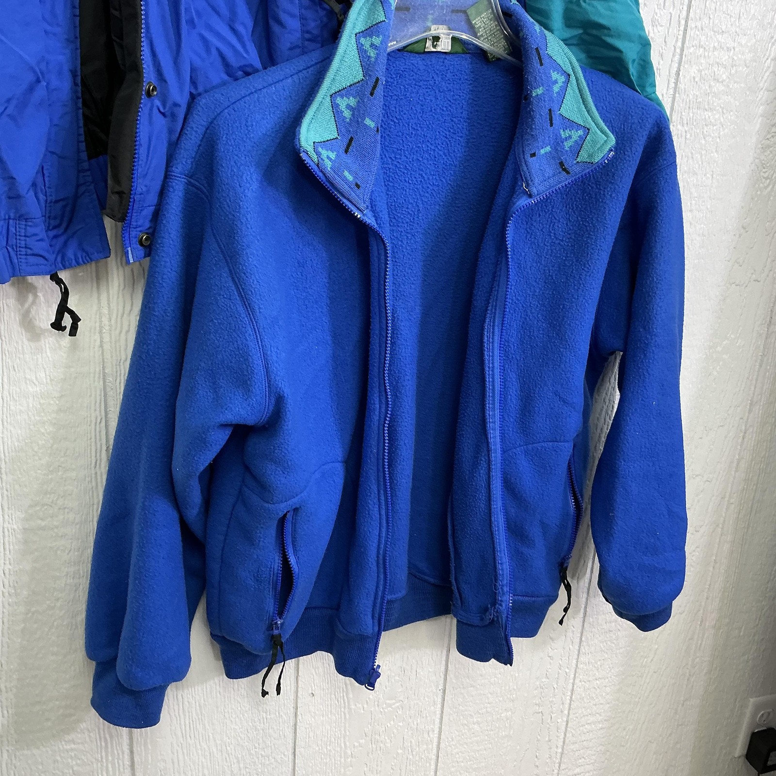 Vintage Hunt Club Jacket Mens Large Blue Teal 3-in-1 Zip Fleece Liner Ski 90s