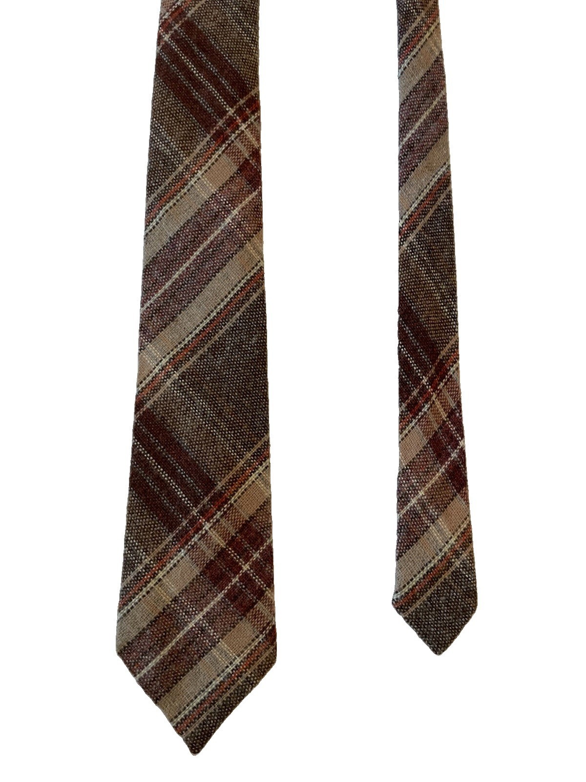 John Remington Collection Men’s Brown/Beige/Burgundy Plaid Tie (3in x 58in)