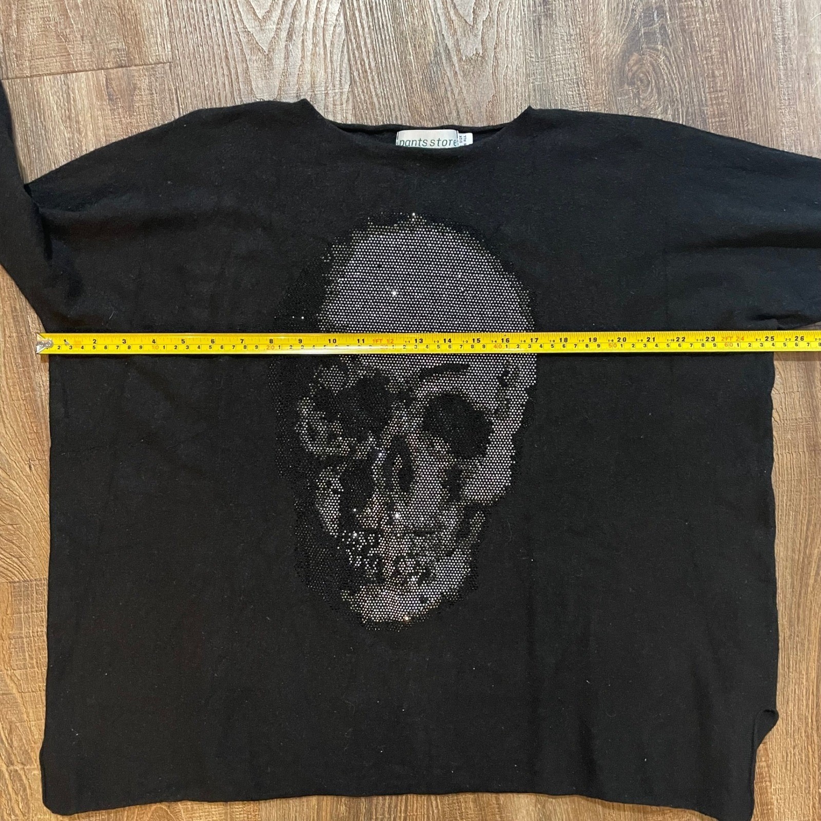 Pants Store Black Rhinestone Skull Oversized Sweater Made in Italy OSFA