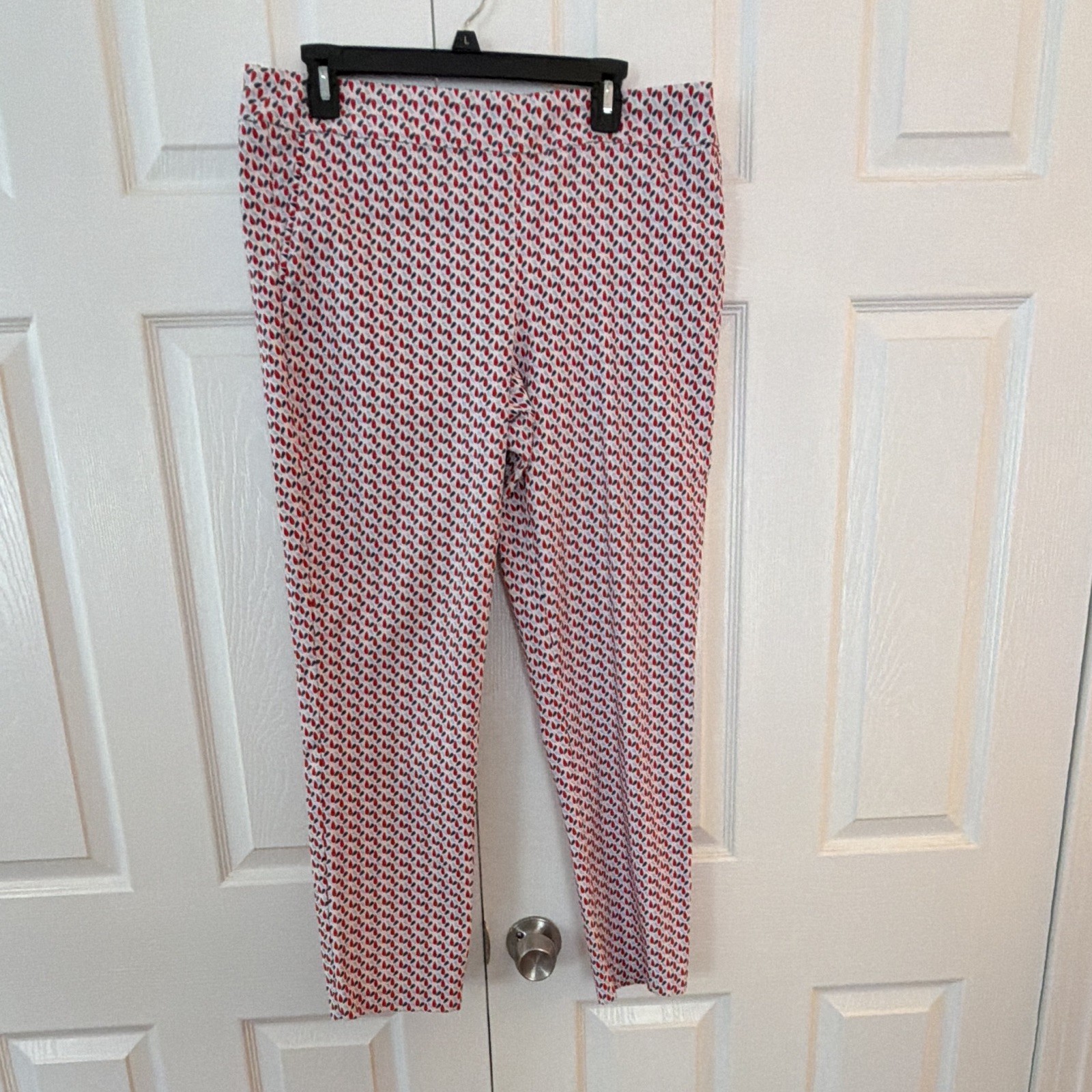 Carolina Belle Women’s Geometric Pants w/ Pockets Red White Blue Size 14