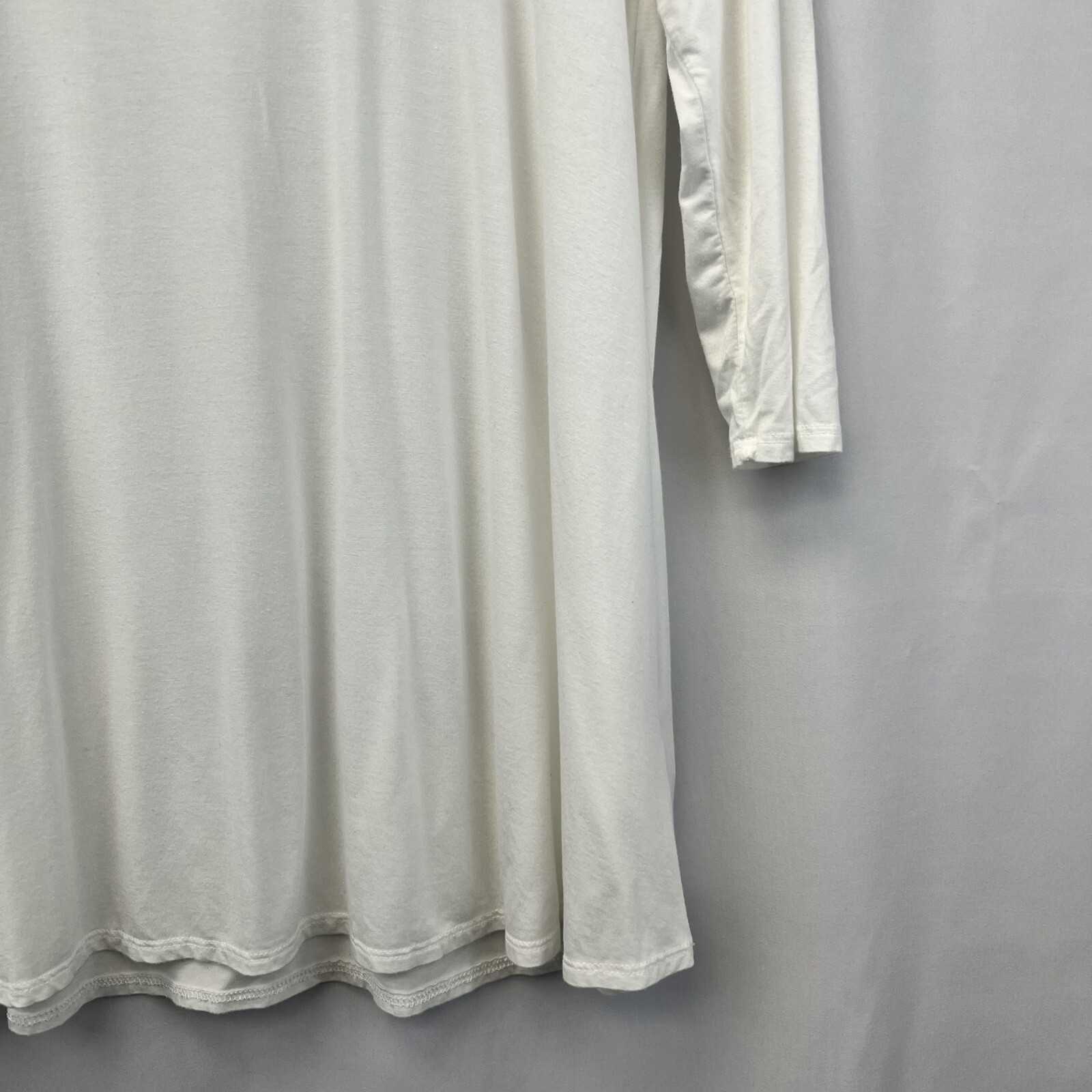 Lime n Chili Womens Top Cross Laced V-Neck 3/4 Sleeve Casual Ivory Size S