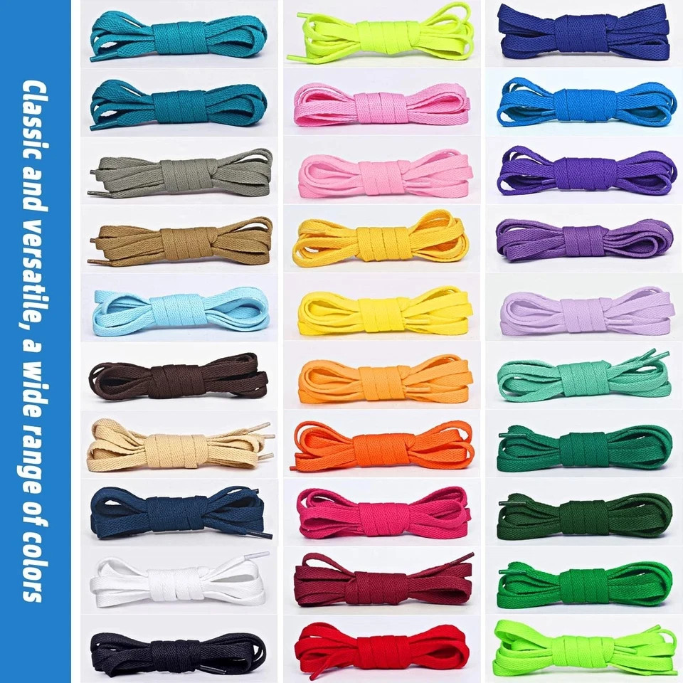 30 Pairs 54″ Athletic Shoe Laces 30 Colors Flat Sneaker Shoelaces Bulk Pack