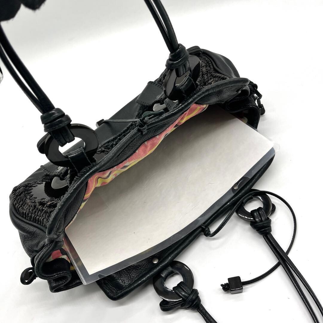 JAMIN PUECH Handbag Art Bag Leather Black Authentic From Japan