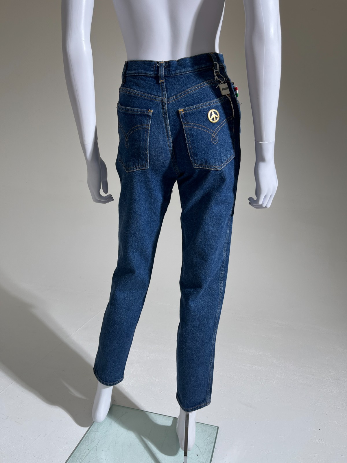Vintage 1990s Moschino High-Waisted Peace Sign Jeans Size 26 XS