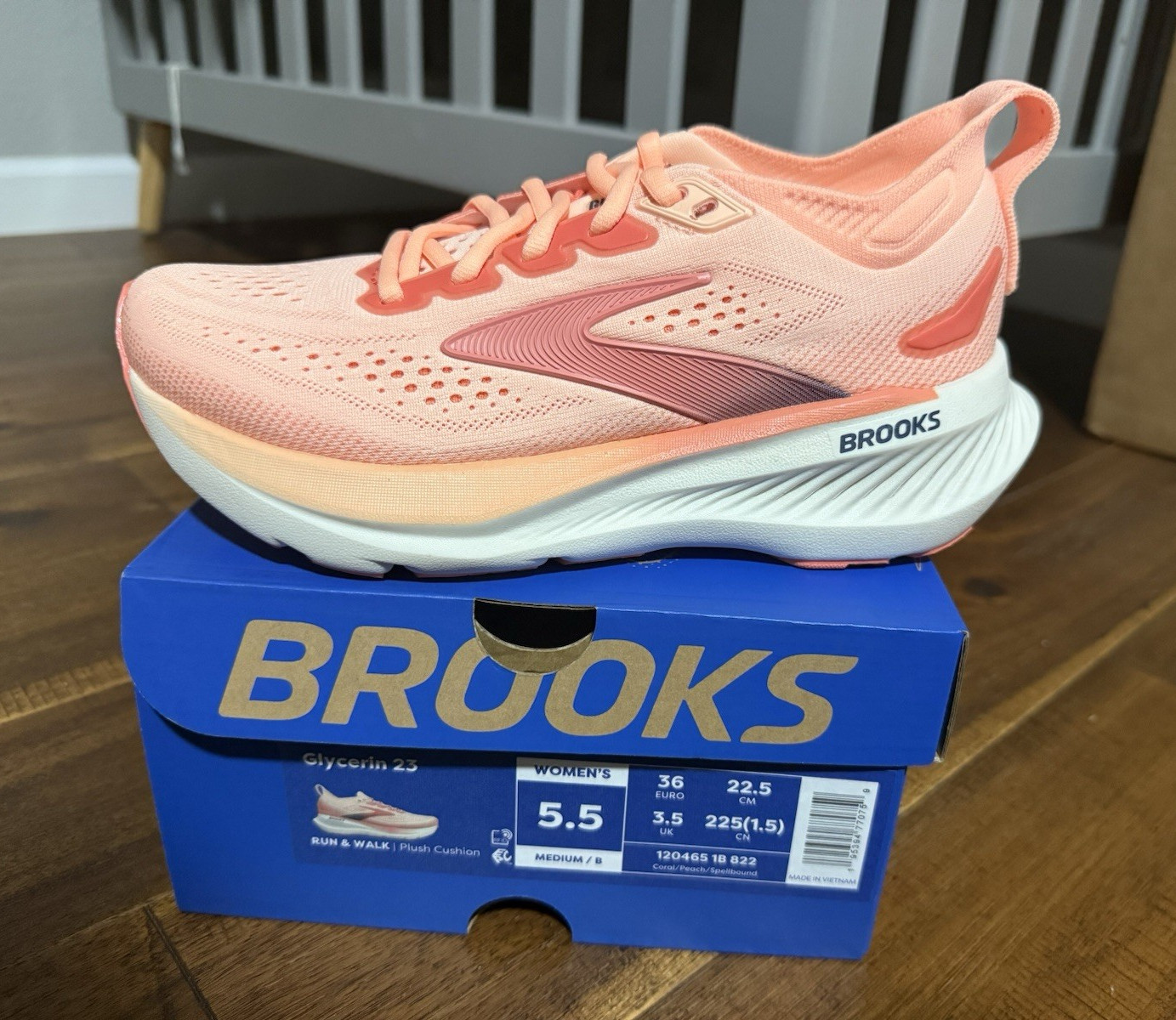 Brooks Glycerin 23 Women’s Mesh Lace-Up Sneakers Pink/White Rubber Sole