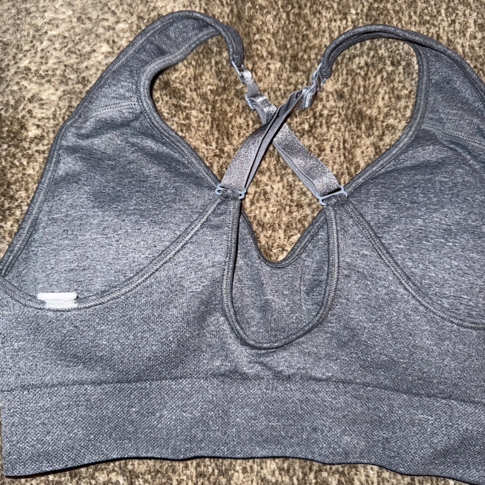 Pre-Owned Puma Gray Black White Convertible Sports Bra Medium M