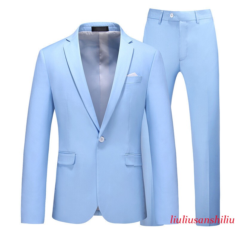Men’s One Button Formal Suits 2pcs Blazer Jacket Pants Slim Party Grooms Wedding