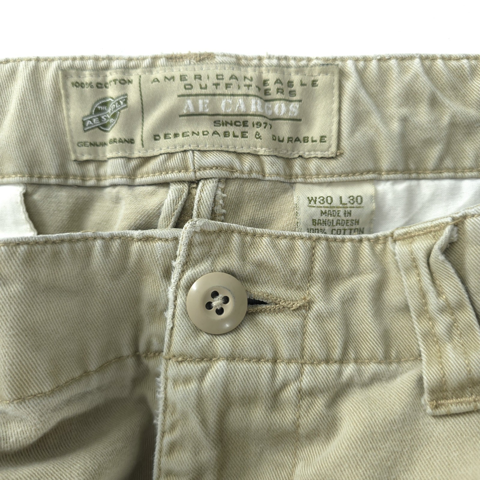 Vintage American Eagle Cargo Pants 30×30 Mens Cotton Y2k Military Actual 30×28