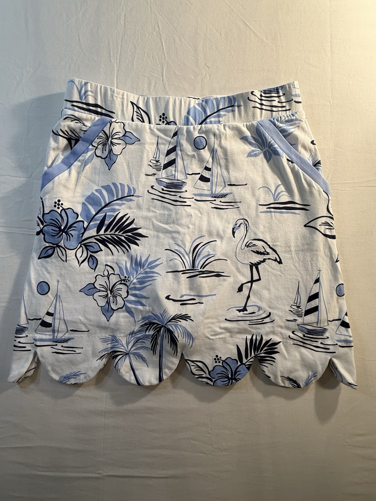 Ladies Ana Clare Blue & and White Cotton/Spandex Skort Size S