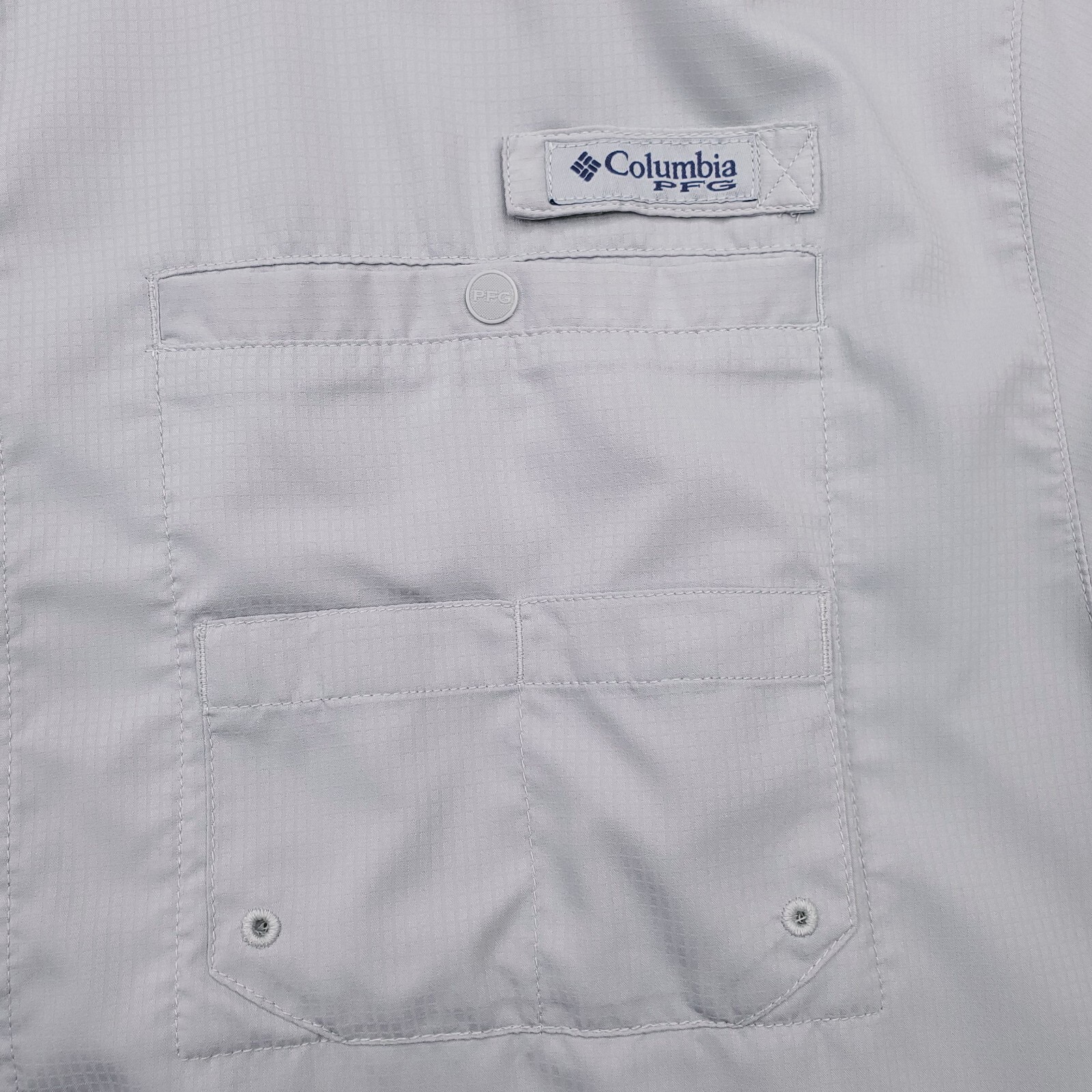 Columbia Shirt Mens Extra Large Gray PFG Performance Vented Caped Outdoor Fish