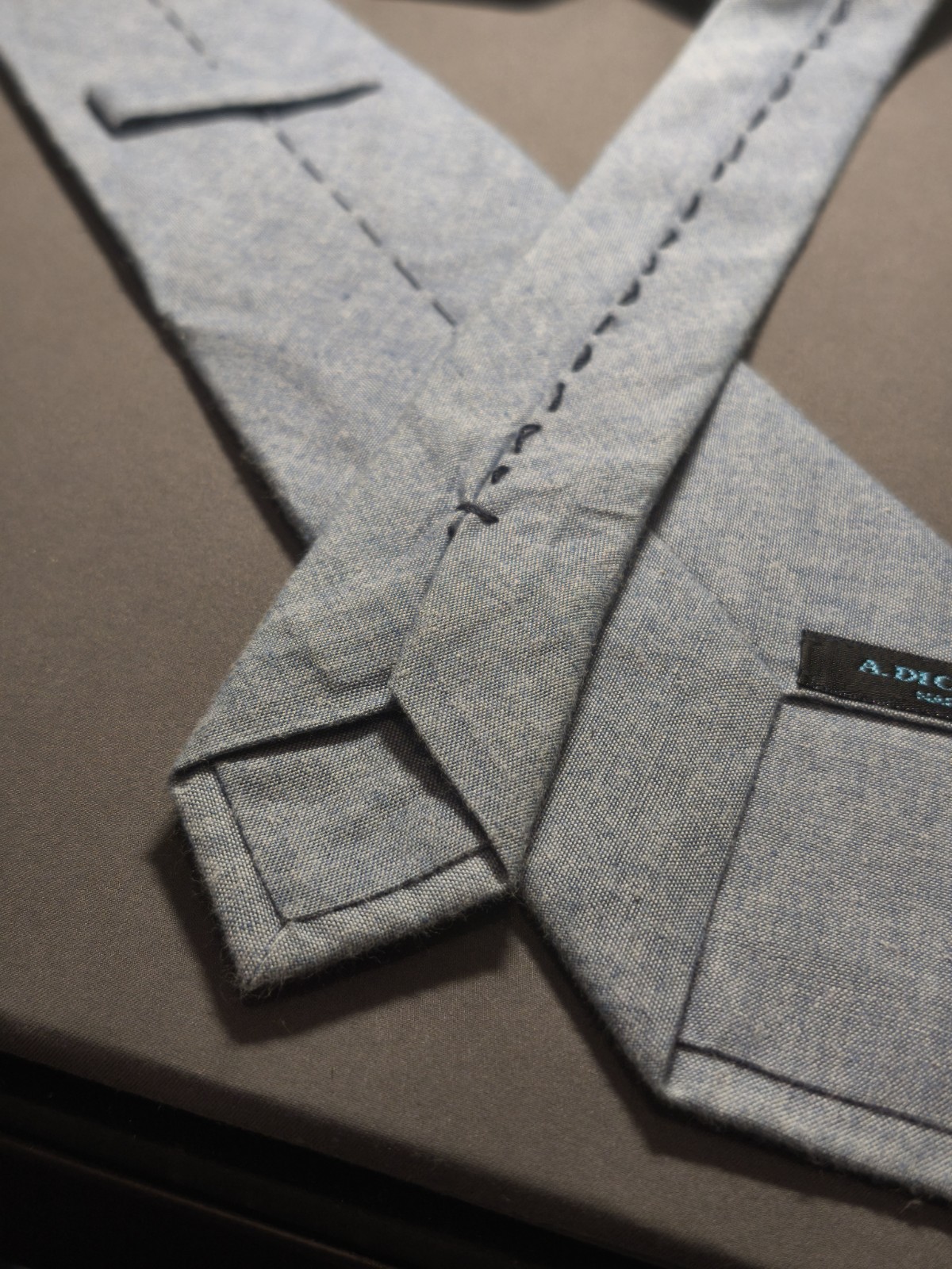 A. Di Capua Napoli – Solid Blue Cotton Tailored Tie