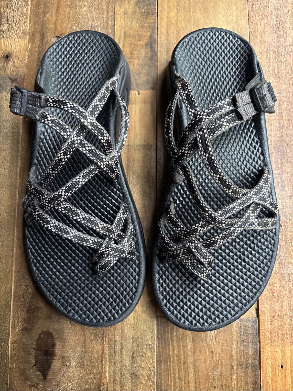 Chaco Zong X Ecotread Black Beige Slide Sandals Size 7