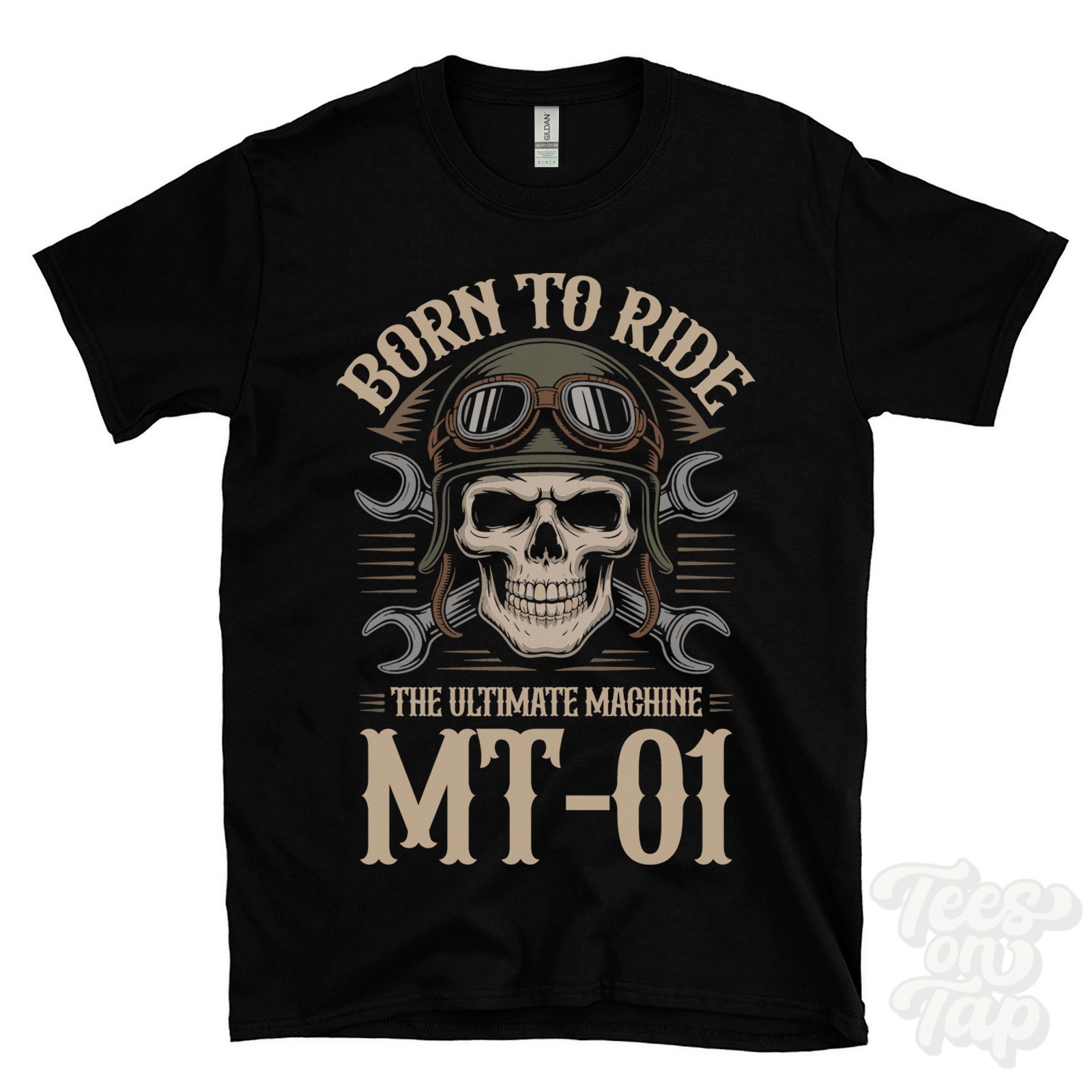 MT-01 MOTORCYCLE T-SHIRT – BORN TO RIDE THE ULTIMATE MACHINE retro biker skull