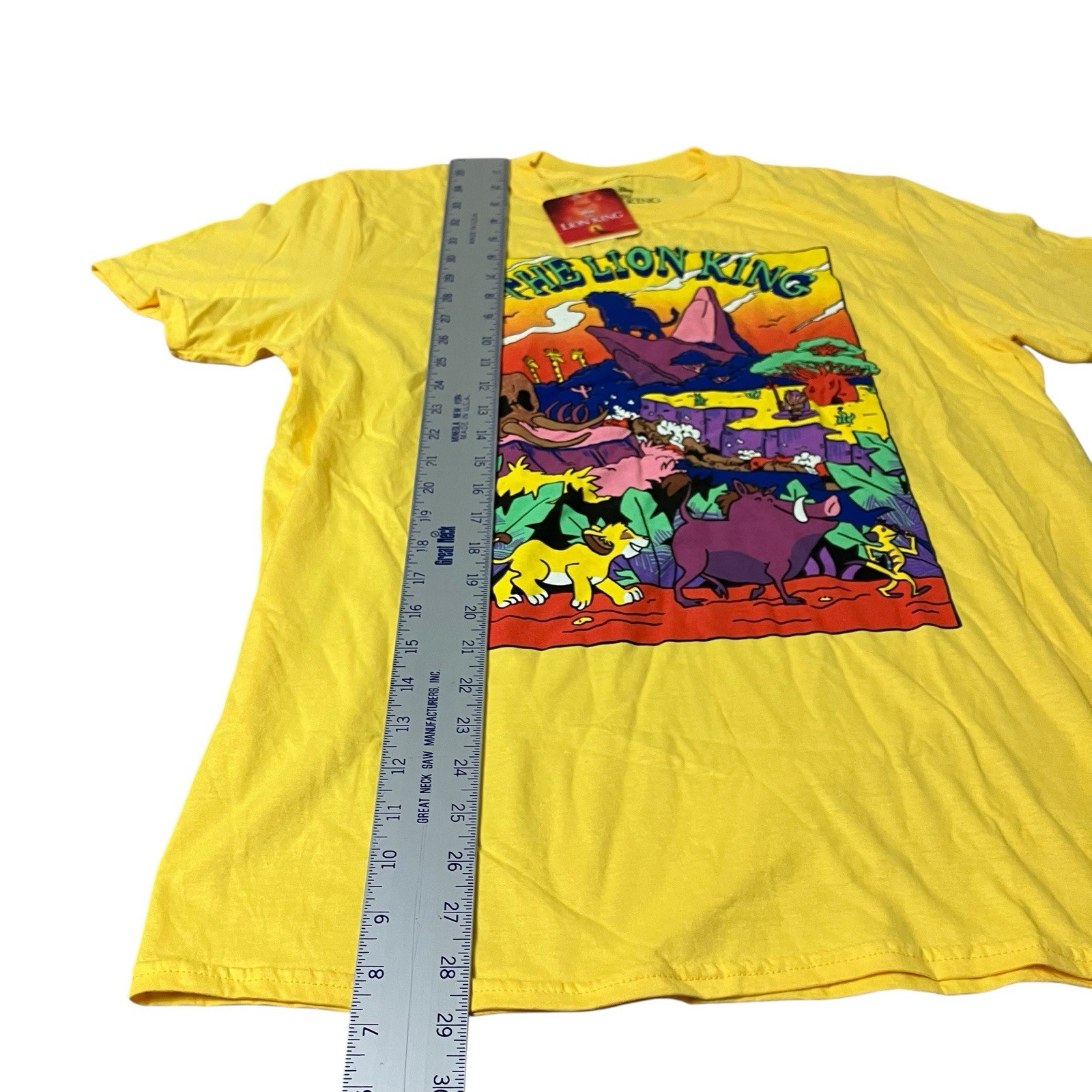 Disney The Lion King T Shirt Women L Yellow Graphic Simba Timon Pumbaa Retro Tee