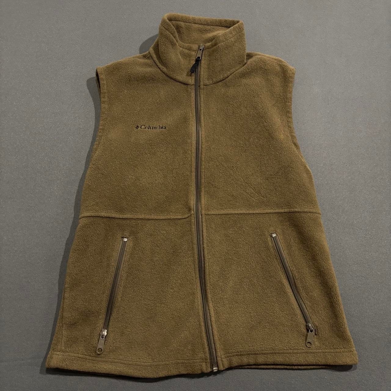90s Columbia Fleece Vest Brown Full Zip Outdoor Sz Small