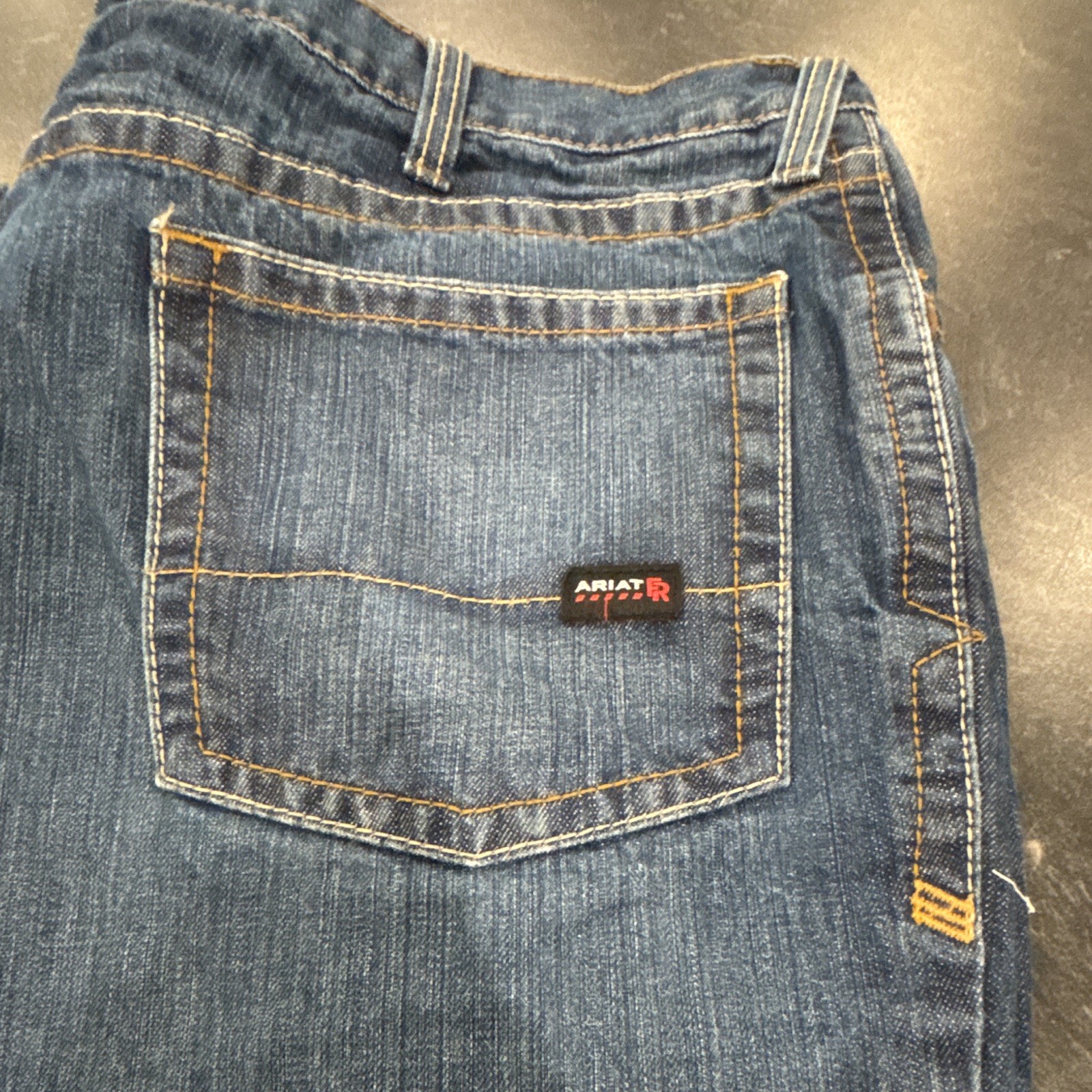 Ariat FR Men’s Low Rise Bootcut Dark Wash Blue Denim Jeans 5-Pocket
