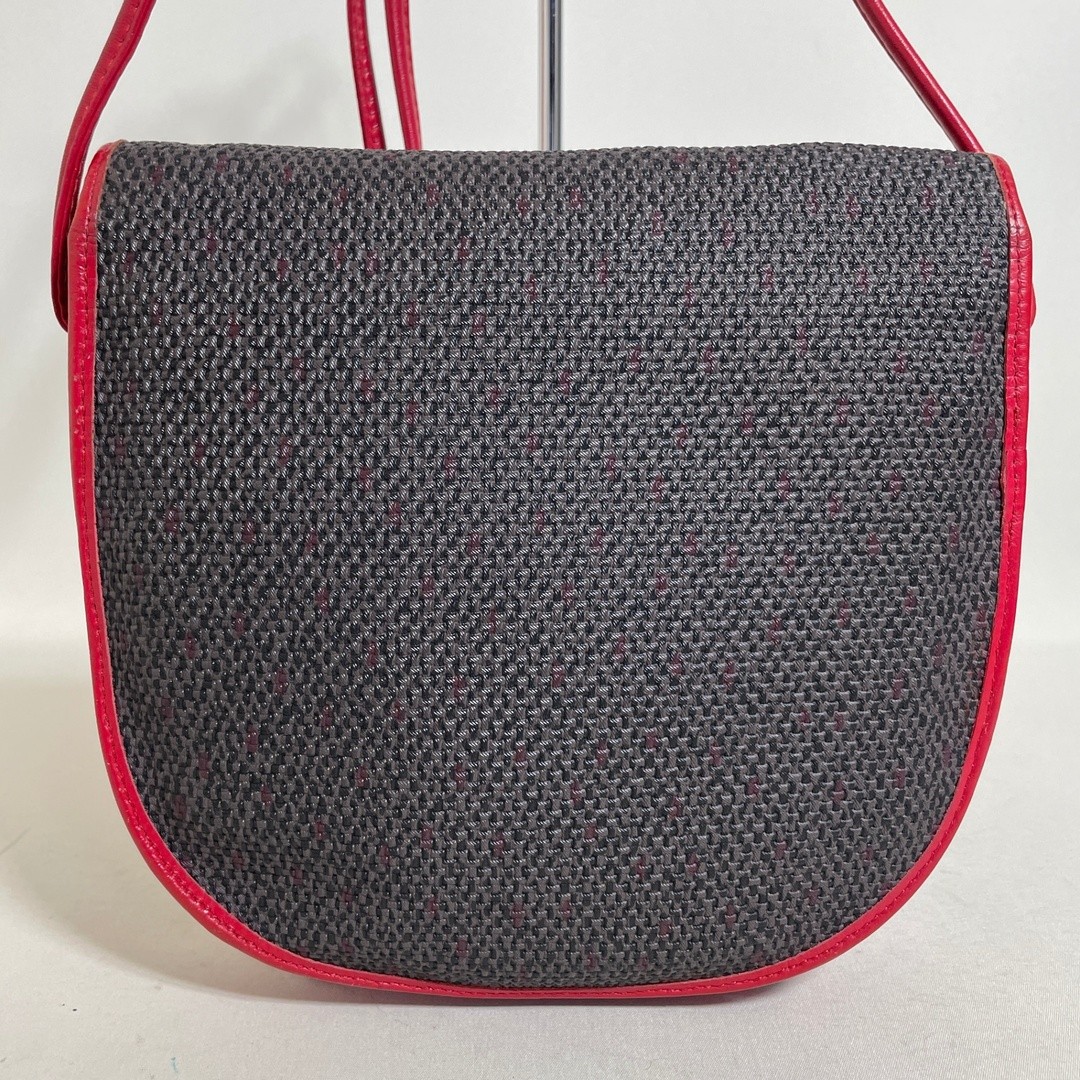 Yves Saint Laurent Shoulder Bag Red Gray PVC Leather Size: W:8.3 × H: 7.9 in.