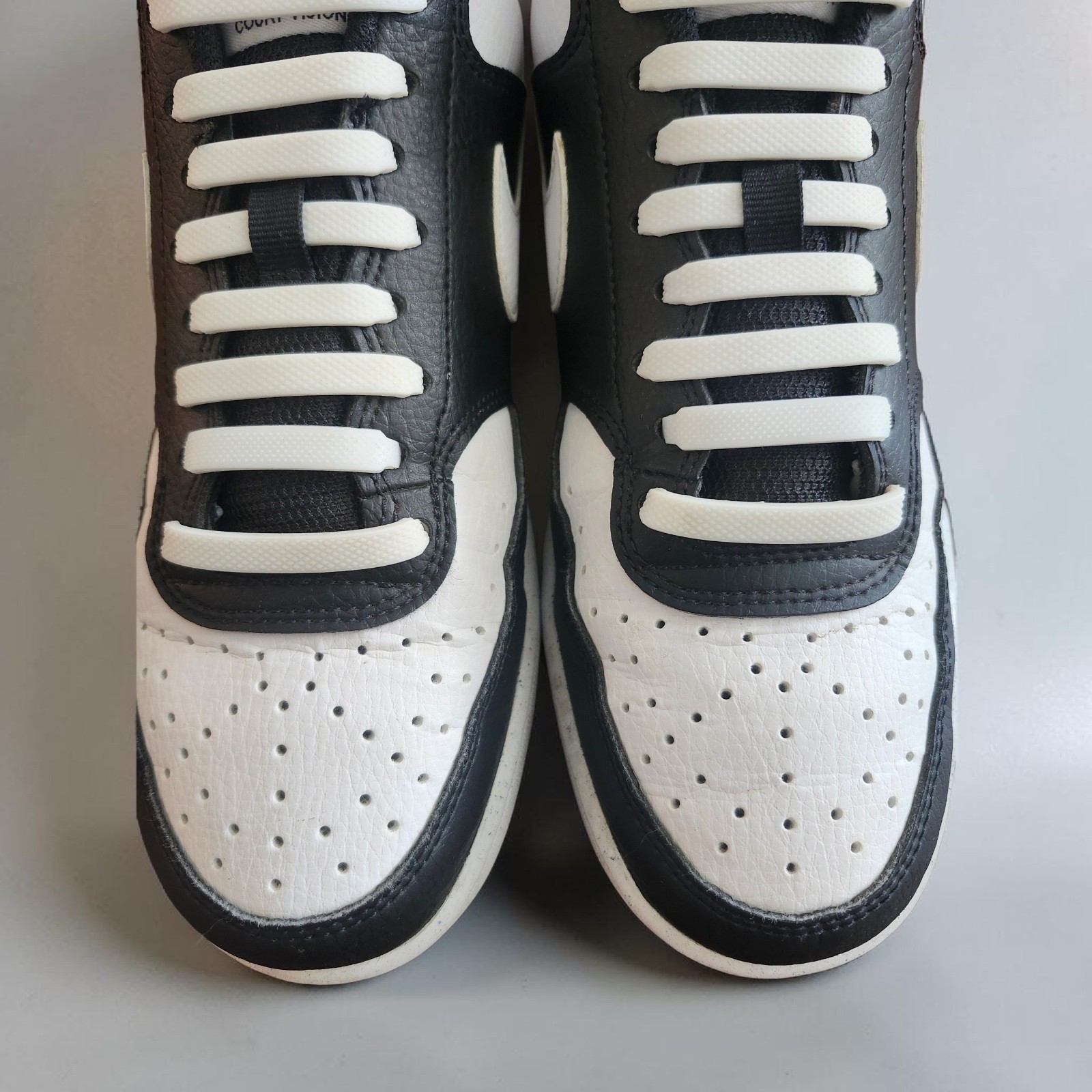 Nike Court Vision Low Men’s Leather Lace-Up Sneakers Black/White HM9862-001
