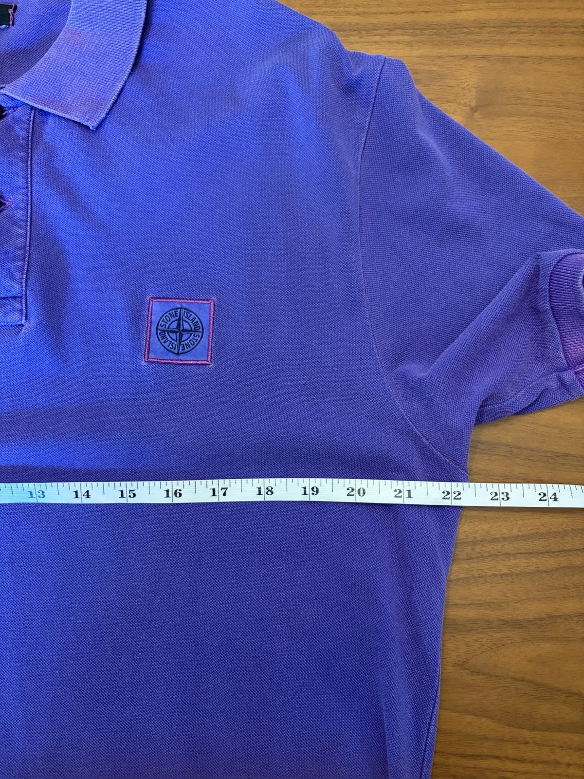 Stone Island Pique Polo Shirt Regular Fit Compass Patch Mens XL Faded Purple