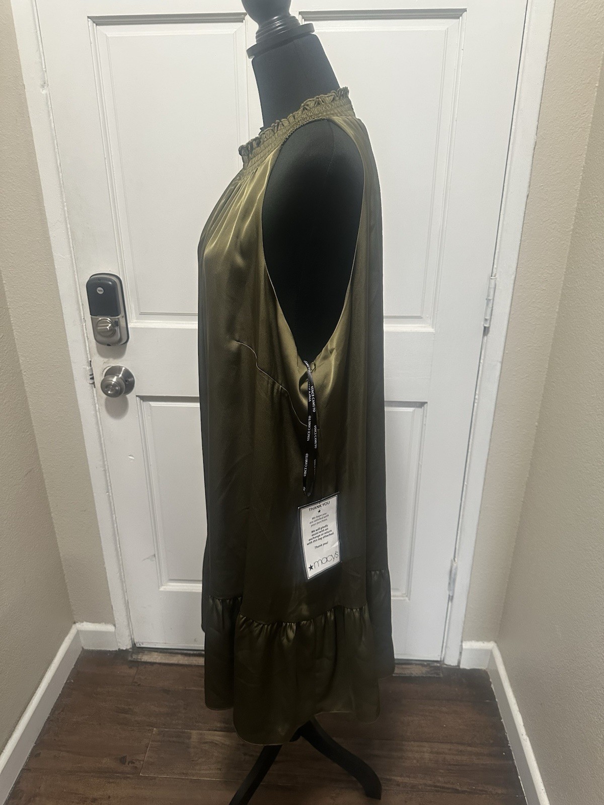 Vince Camuto Green Solid Sleeveless High Neck Midi Dress Pockets 22W