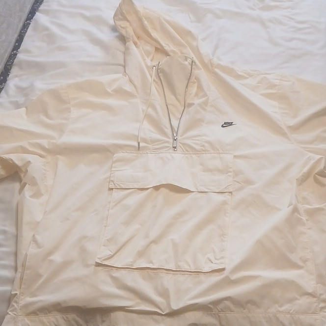 Nike Men’s Beige Hooded Half-Zip Pullover Windbreaker Jacket Polyester 2XL