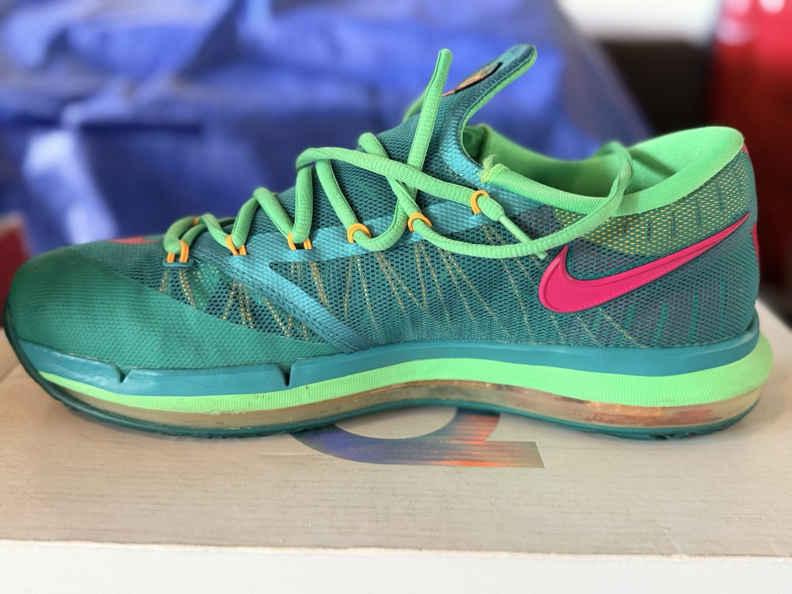 Nike KD 6 VI Mens Size 10.5 Green Pink Basketball Shoes Sneakers