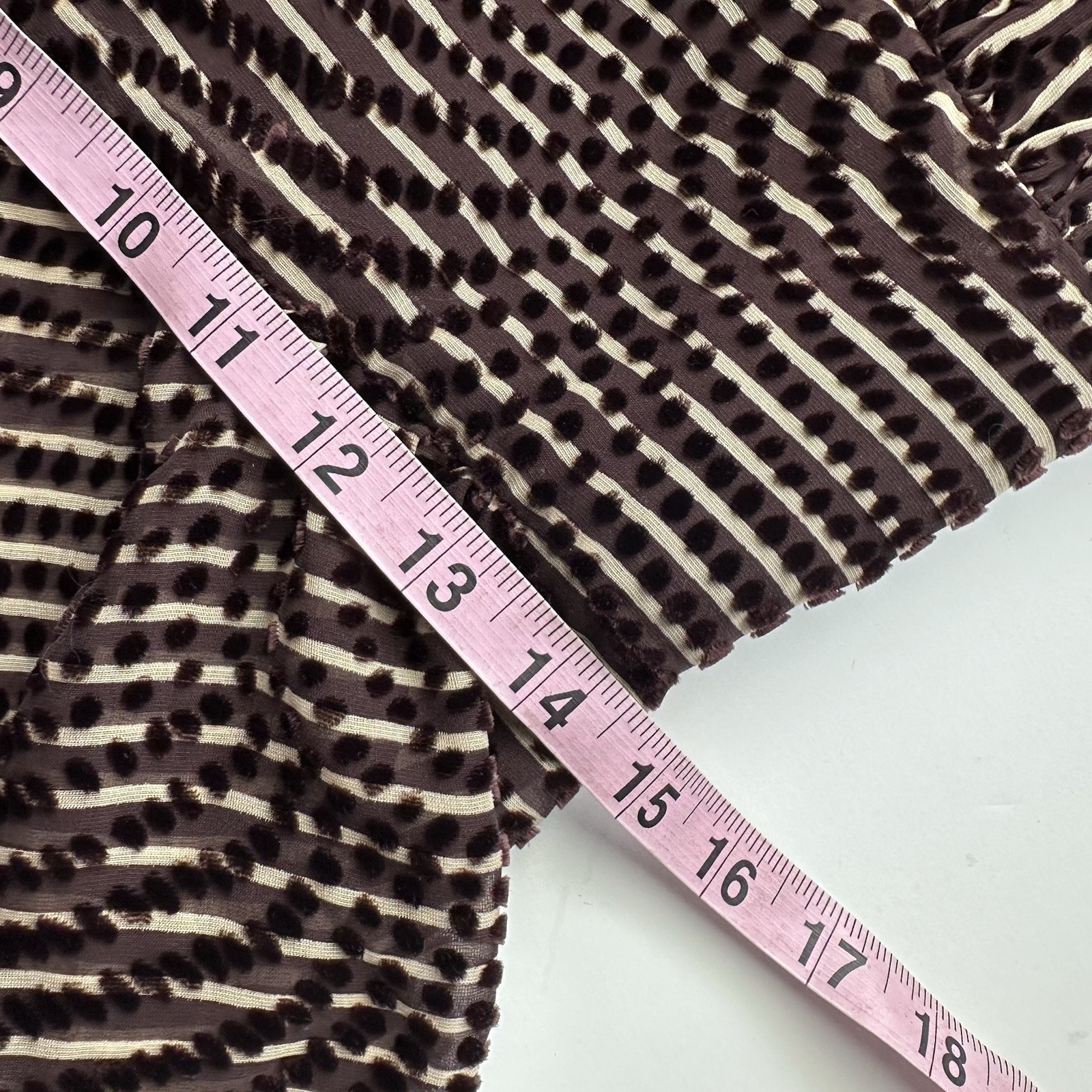 Anna Sui Spaghetti Strap Top Women’s 10 Brown Stripes Polka Dots Silk Blend