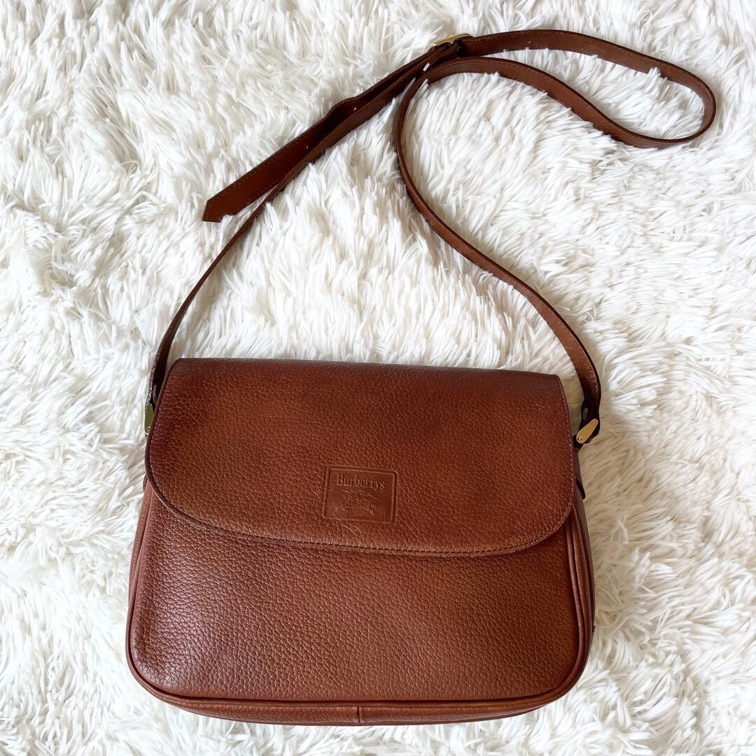 Burberry Brown Leather Nova Check Crossbody Shoulder Bag Vintage Unisex