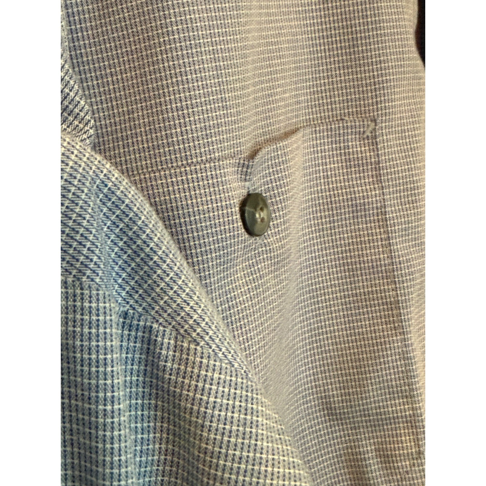 Cintas ComfortFLEX Work Shirt Men XL Blue Micro Check Long Sleeve Set of 2
