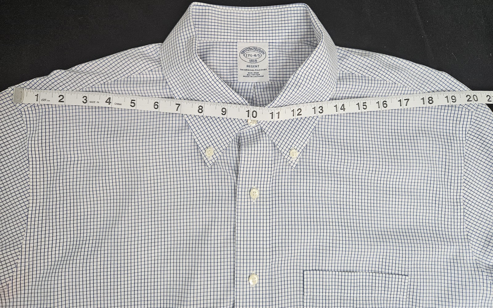 Brooks Brothers 1818 Regent Non-Iron Cotton Dress Shirt 17.5 Check Button Down