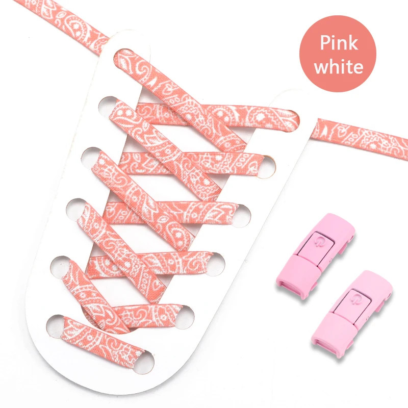0.8cm Wide Flat Shoe Laces Without Ties Elastic Shoelaces Colored Pattern Organi