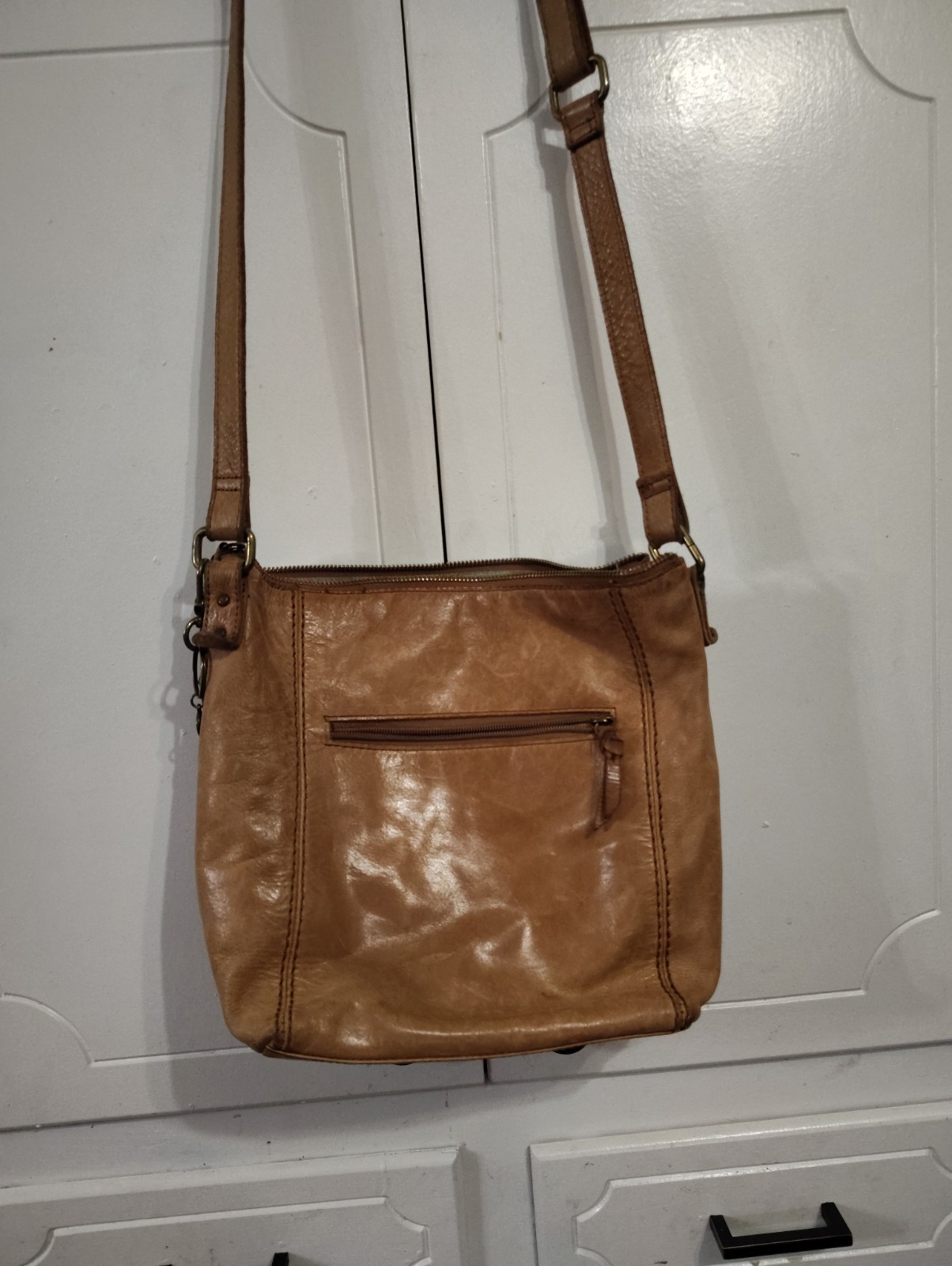 The Sak Ashland Embossed Leather Crossbody Bag Tobacco Floral Emboss