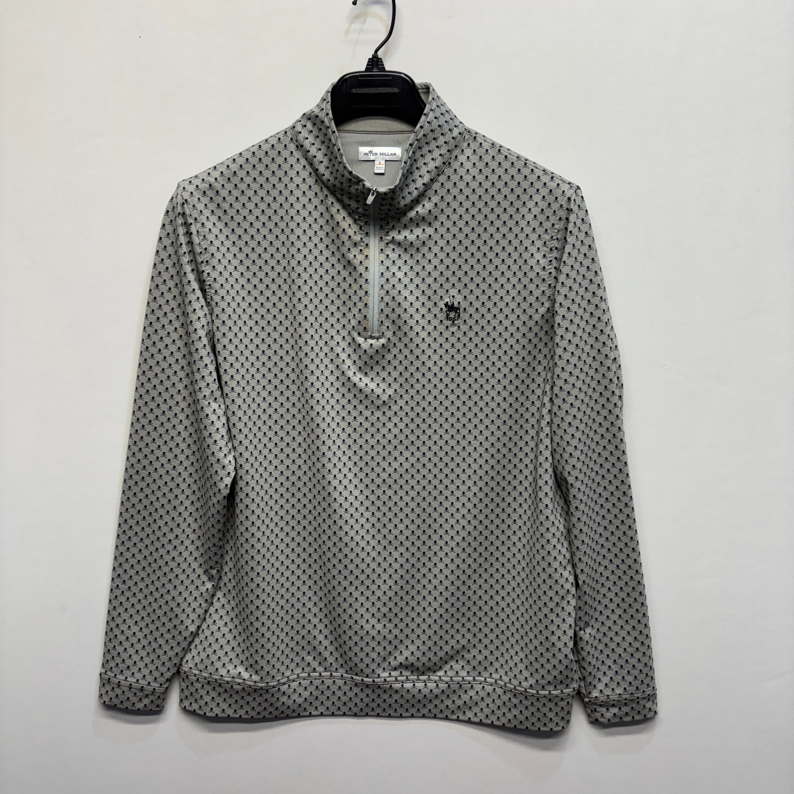 Peter Millar Men 1/4 Zip Pullover Golf Top Size Large Skull Prints C103 -16