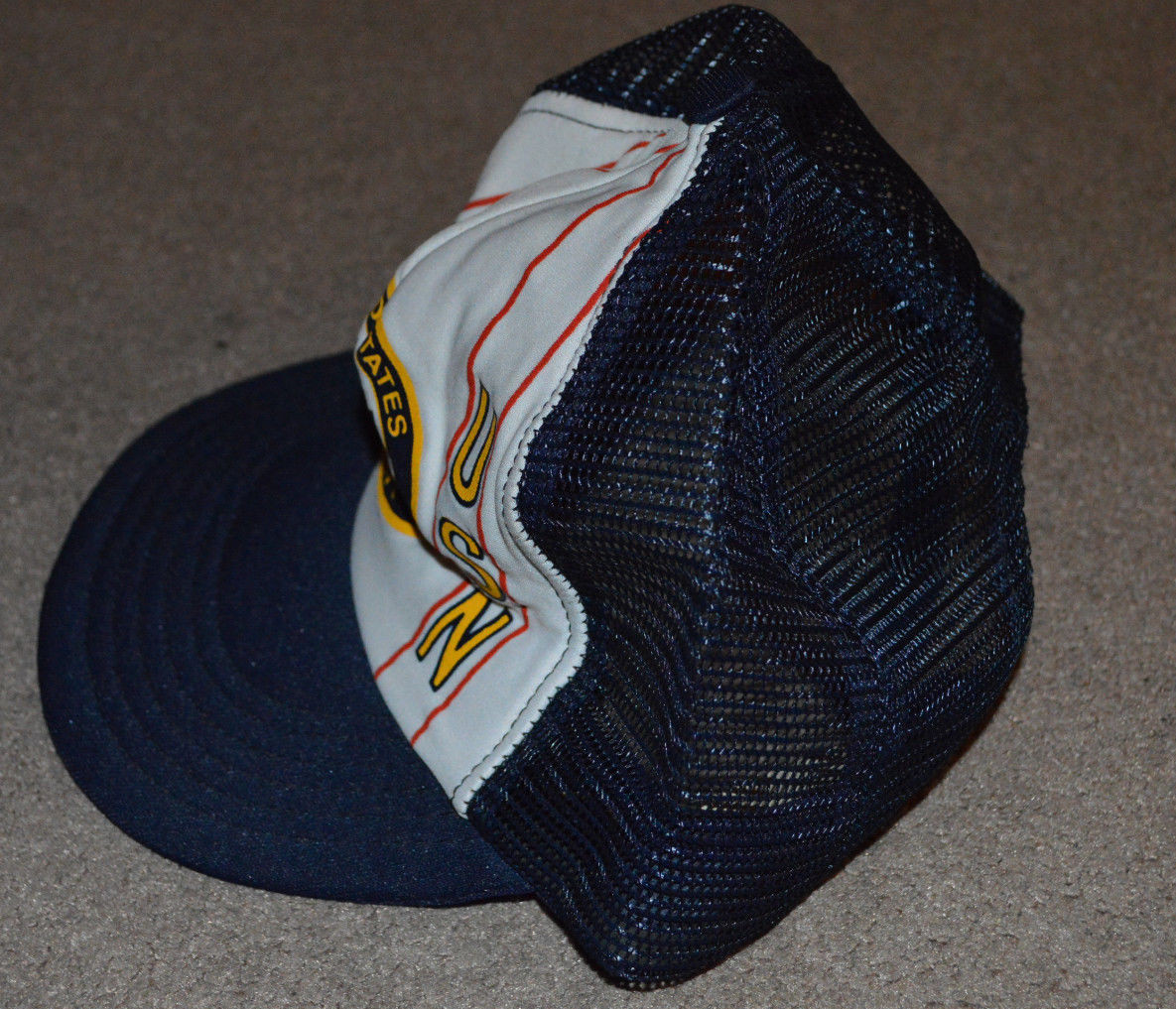 Vtg United States Navy Trucker Snapback Hat USN Armed Forces Retro Made in USA