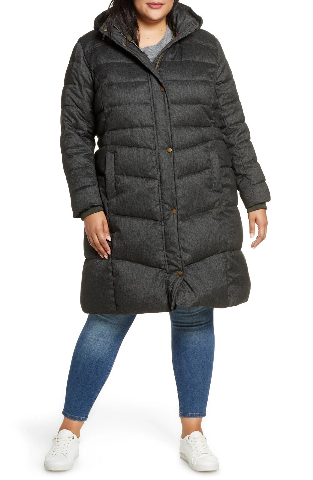 Authentic Barbour Olive Lonnen Herringbone Quilted Hooded Coat – Limited Edition
