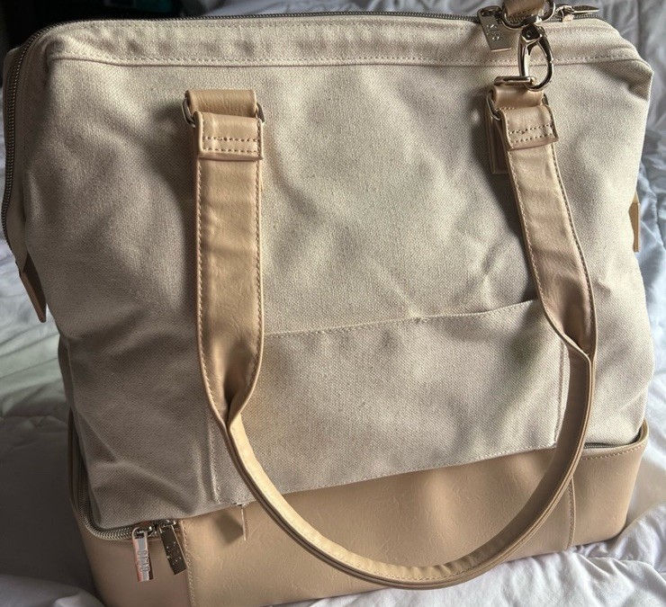 BEIS Biege Voyage Mini Weekender Bag Travel Carry On Luggage Laptop Canvas NWT