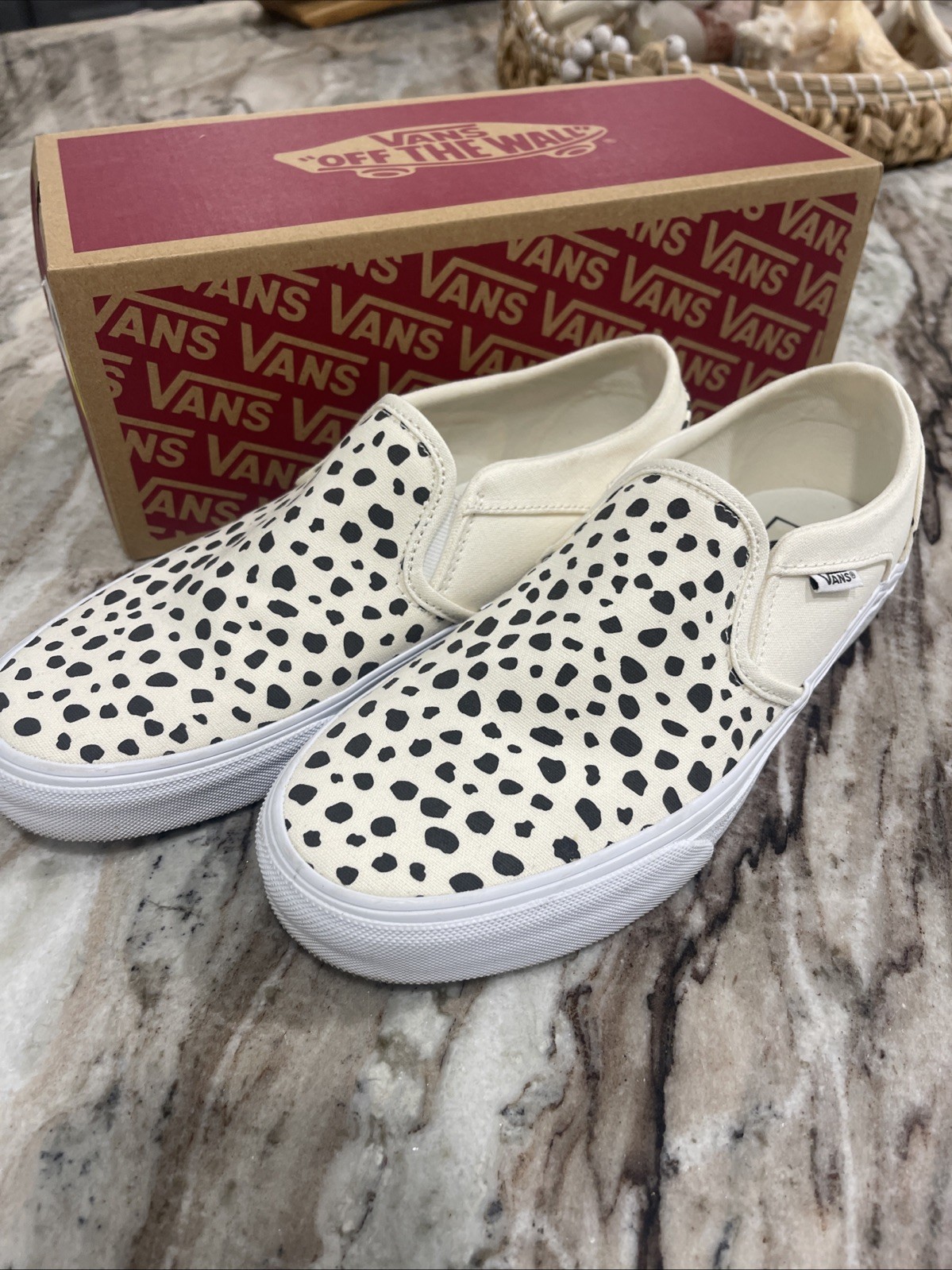 Van Women’s Asher Slip On Dot Black Ink SIZE 9