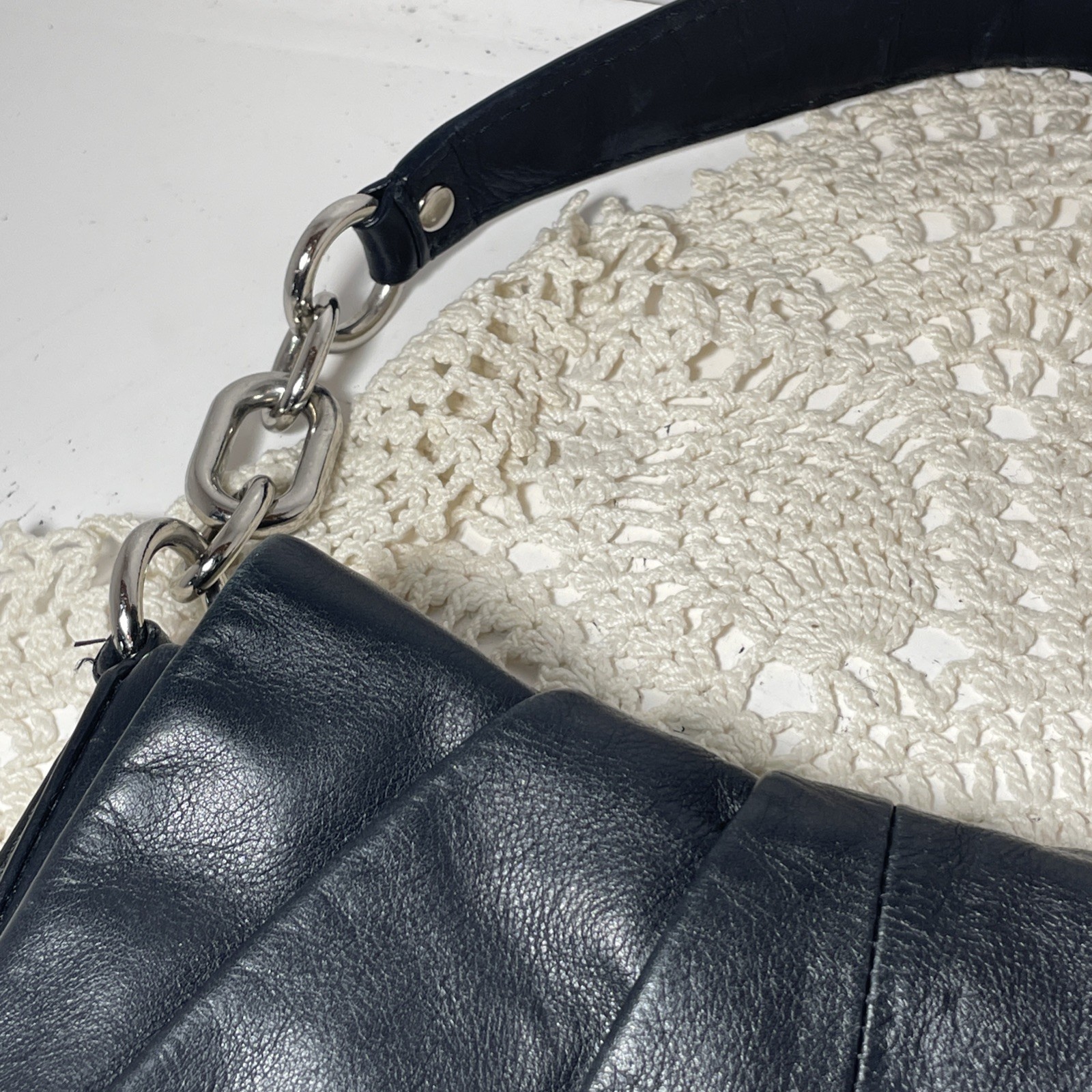 Coach Leather Shoulder Bag Kristin Purse Black 15336, Hobo Style w/ Silver Lock